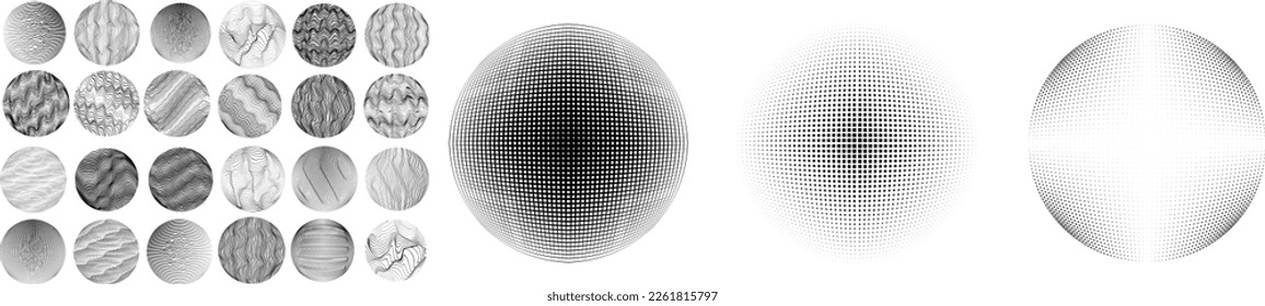 Set of spheres . Lines constructed transparent sphere .Vector  .Technology sphere Logo . Design element for posters, social media, templates, flyers, brochures . Abstract trendy transparent circles
