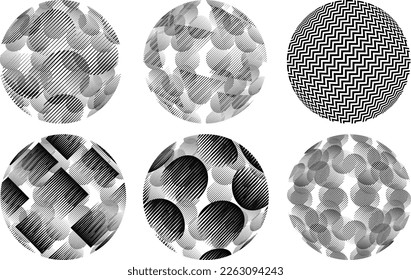 Set of spheres . Lines constructed transparent sphere .Vector  .Technology sphere Logo . Design element for posters, social media, templates, flyers, brochures . Abstract trendy transparent circles