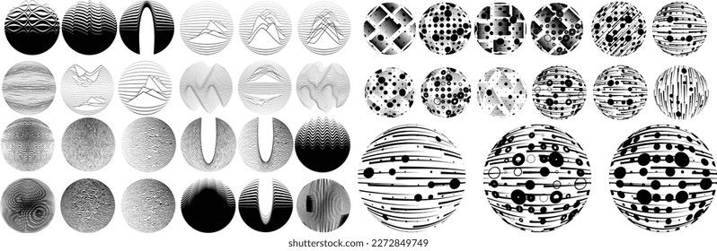 Set of spheres . Lines constructed transparent sphere .Vector  .Technology sphere Logo . Design element for posters, social media, templates, flyers, brochures . Abstract trendy transparent circles
