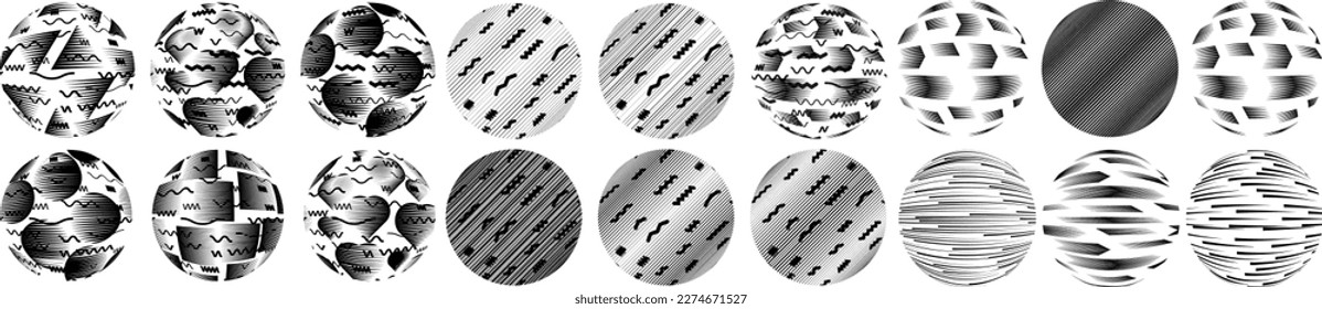Set of spheres . Lines constructed transparent sphere .Vector  .Technology sphere Logo . Design element for posters, social media, templates, flyers, brochures . Abstract trendy transparent circles