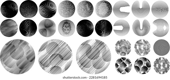 Set of spheres . Lines constructed transparent sphere .Vector  .Technology sphere Logo . Design element for posters, social media, templates, flyers, brochures . Abstract trendy transparent circles
