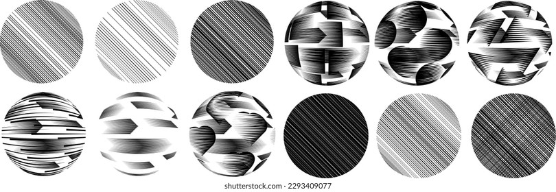 Set of spheres . Lines constructed transparent sphere .Vector  .Technology sphere Logo . Design element for posters, social media, templates, flyers, brochures . Abstract trendy transparent circles