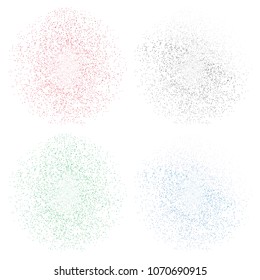 A set with spheres of particles. Multicolored particles forming the sphere. Vector illustration.