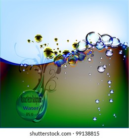 Set of spheres and tapes. Tourist rest, wave, bubbles, monogram, background for the company. EPS 10