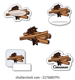 Set of spice stickers - cinnamon