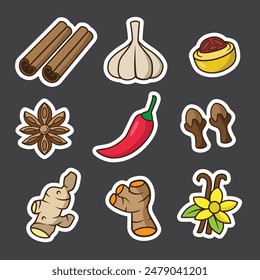 set of spices good for sticker, pattern t shirt, pins design, ingredient vector, food vector