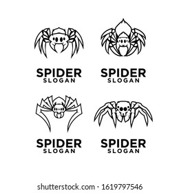 set of Spider black logo icon design vector illustration