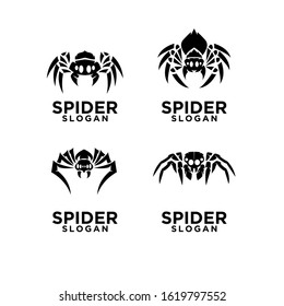 set of Spider black logo icon design vector illustration