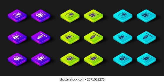 Set Spider, Chafer beetle, Beetle bug, Butterfly cocoon,  and Insect icon. Vector