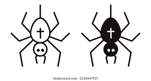 A set of spider icons for Halloween isolated on a white background. Vector illustration.