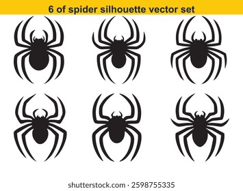 Set of spider insect icon sticker flat silhouette art vector for Halloween Design with white background