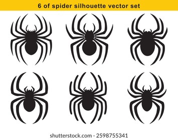 Set of spider insect icon sticker flat silhouette art vector for Halloween Design with white background