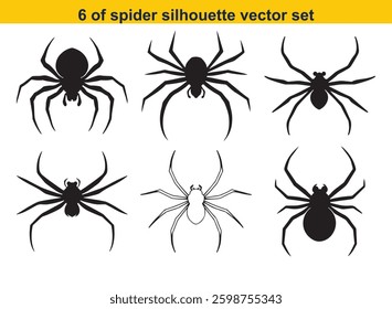 Set of spider insect icon sticker flat silhouette art vector for Halloween Design with white background