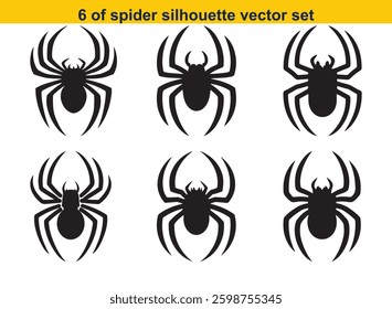 Set of spider insect icon sticker flat silhouette art vector for Halloween Design with white background