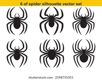 Set of spider insect icon sticker flat silhouette art vector for Halloween Design with white background
