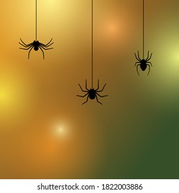 Set with spider silhouette. Halloween decoration or tattoo template. Simple widow outline sketch. Horror, fear and creepy cartoon art concept of arachnid or tarantula. Flat vector illustration.