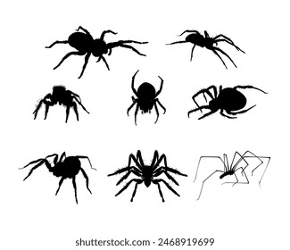 Set of spider silhouette isolated - vector illustration	