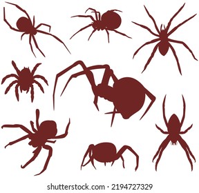 Set of spider silhouettes (8 pieces)