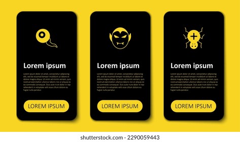 Set Spider, Vampire und Auge. Infografik-Vorlage für Unternehmen. Vektorgrafik