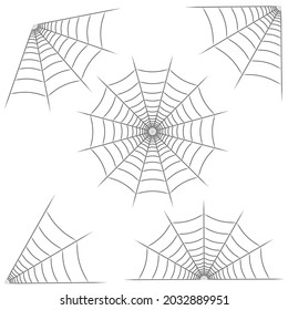 Set of spider web for Halloween. Halloween cobweb, frames and borders, scary elements for decoration. 