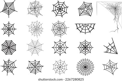 Set of spider web for Halloween. Cobweb set. spider web set.