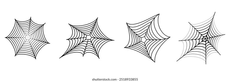 Conjunto do ícone da teia Spider. Símbolo de teia de aranha de Halloween. Ilustração de vetor.