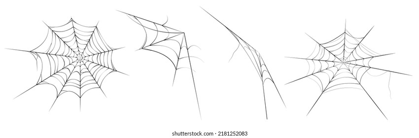 Set of spider web on white background, Halloween spider web for decoration.
