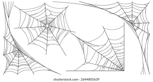 Set of spider web vector illustration