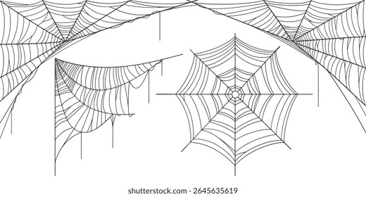 Set of spider web vector illustration