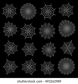 Set of spider web. Vector illustration.
