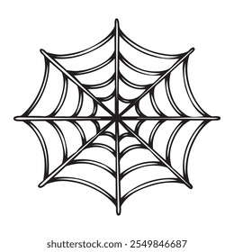 Symbol für Spider-Webs. Schwarze Kontur lineare Silhouette auf weißem Hintergrund.