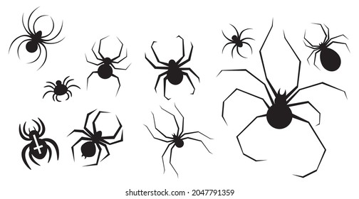 Set of spiders element for the holiday Halloween - Vector illustration