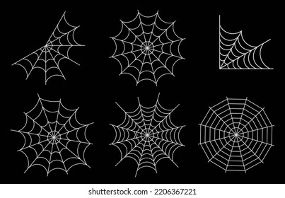 Set Of Spiders Web For Halloween Decoration Vector Illustration With Design Elements In Flat Style