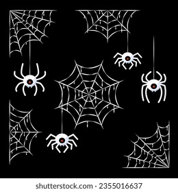 Set of spiders web halloween decoration vector illustration