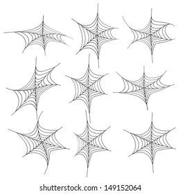 set of spiderweb black isolated on white background.black spider web halloween.vector