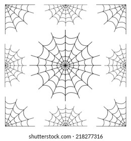 set of spiderweb black isolated on white background.black spider web halloween.vector