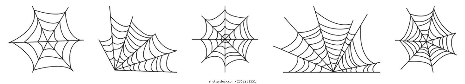 Set of spiderweb icons. Cobweb collection. Vector illustration isolated on white background
