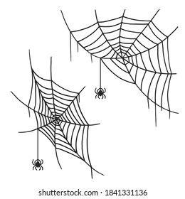 Set of spiderweb vector sketches for Halloween.