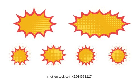 A set of spiky speech bubbles. isolated Vector Illustration