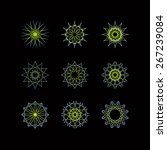 Set of spiky spirograph. Pattern for watermarks and certificates. Editable vector illustration