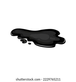 Set of Spill of black oil puddle industry. Stain ink drop of petrol liquid shape. Vector cartton illustration