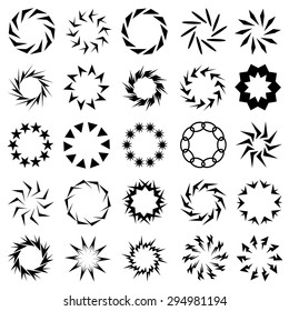 Set of spinning symbols. Vector illustration.