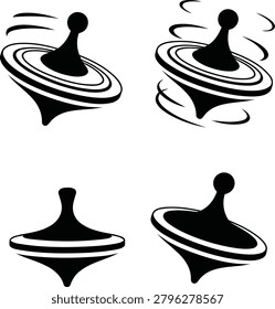 Set of spinning tops toy motion icon