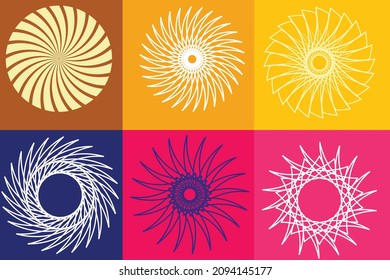 Conjunto de diseño vectorial abstracto espiral