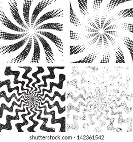 Set of spiral background. Vector illustration.