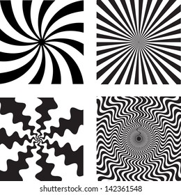 Set of spiral background. Vector illustration.