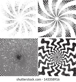 Set of spiral background. Vector illustration.