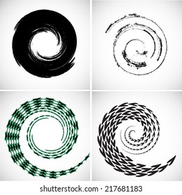 Set of spiral background. Vector illustration.