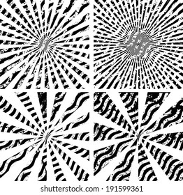 Set of spiral backgrounds. Vector illustration. 