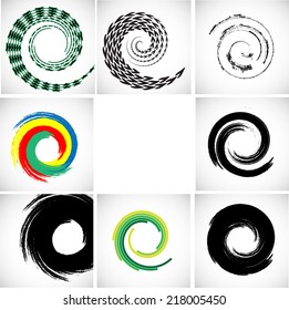 Set of spiral backgrounds. Vector illustration.